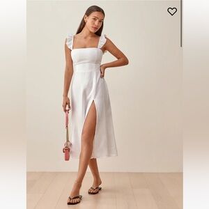 Reformation Spaulding Linen Dress White Size 8